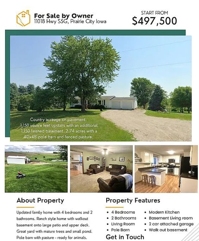 4 Bedroom House For Sale By Owner in Prairie City, IA 