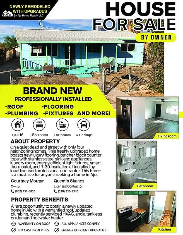 3 Bedroom House For Sale By Owner in Ajo, AZ 