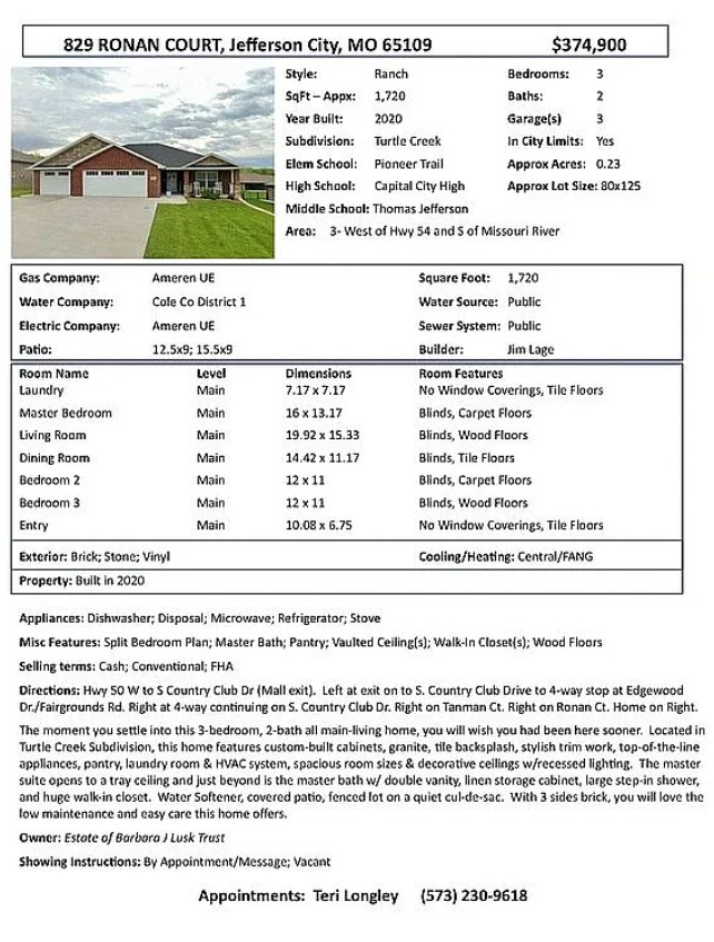 3 Bedroom House For Sale By Owner in Jefferson City, MO 