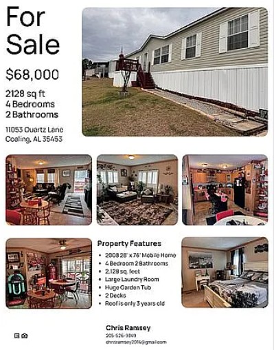 Mobile Home For Sale By Owner in Coaling, AL 